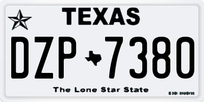 TX license plate DZP7380