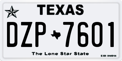 TX license plate DZP7601