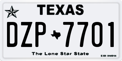 TX license plate DZP7701