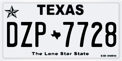 TX license plate DZP7728