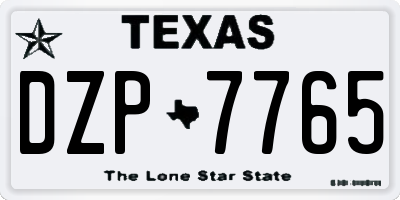 TX license plate DZP7765