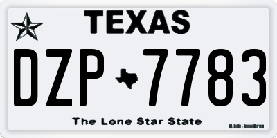 TX license plate DZP7783