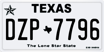 TX license plate DZP7796