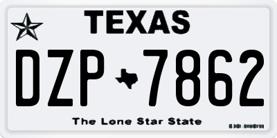 TX license plate DZP7862