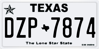 TX license plate DZP7874