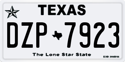 TX license plate DZP7923