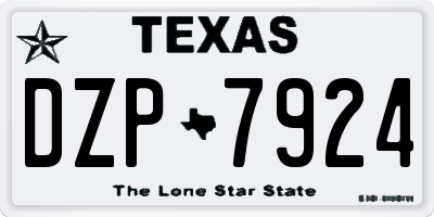 TX license plate DZP7924