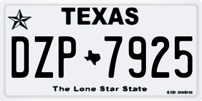 TX license plate DZP7925