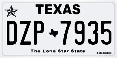 TX license plate DZP7935