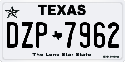 TX license plate DZP7962