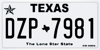 TX license plate DZP7981