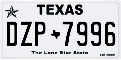 TX license plate DZP7996