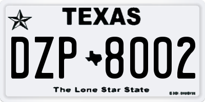 TX license plate DZP8002