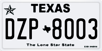 TX license plate DZP8003