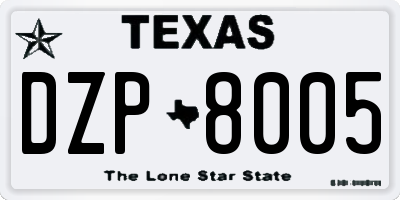 TX license plate DZP8005