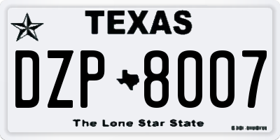 TX license plate DZP8007