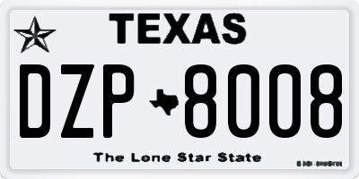 TX license plate DZP8008