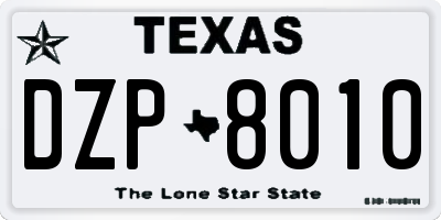 TX license plate DZP8010