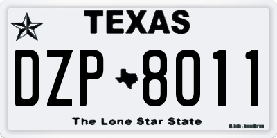 TX license plate DZP8011