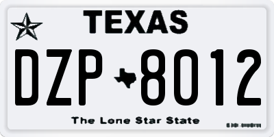 TX license plate DZP8012