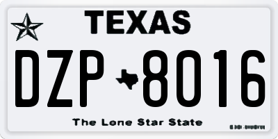 TX license plate DZP8016