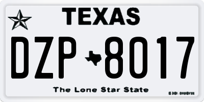 TX license plate DZP8017