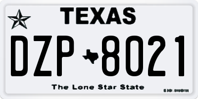 TX license plate DZP8021