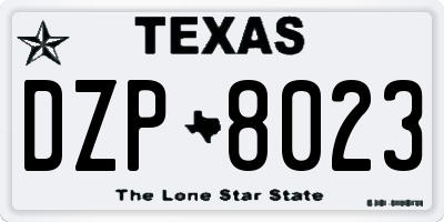 TX license plate DZP8023