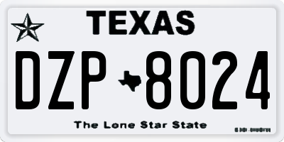 TX license plate DZP8024