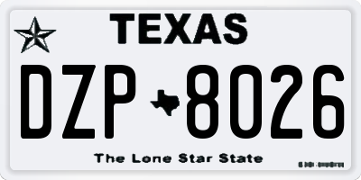 TX license plate DZP8026