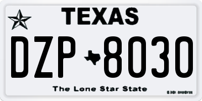 TX license plate DZP8030