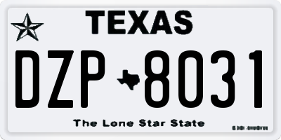 TX license plate DZP8031
