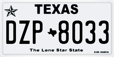 TX license plate DZP8033