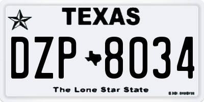 TX license plate DZP8034