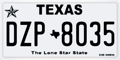TX license plate DZP8035