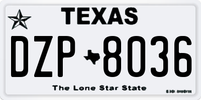 TX license plate DZP8036