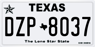 TX license plate DZP8037