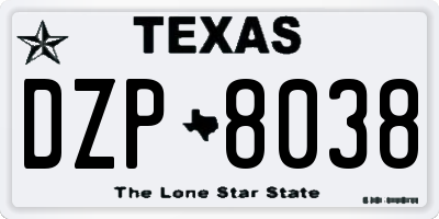TX license plate DZP8038