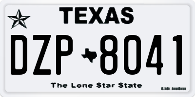 TX license plate DZP8041