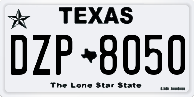 TX license plate DZP8050