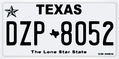 TX license plate DZP8052