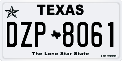 TX license plate DZP8061