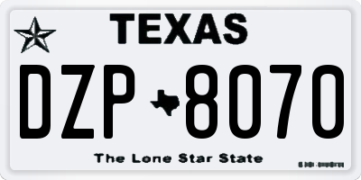 TX license plate DZP8070