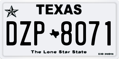 TX license plate DZP8071