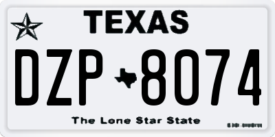TX license plate DZP8074