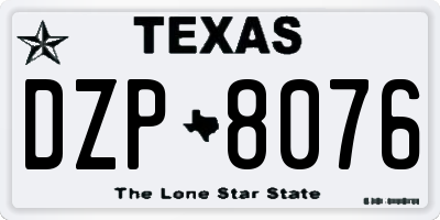 TX license plate DZP8076