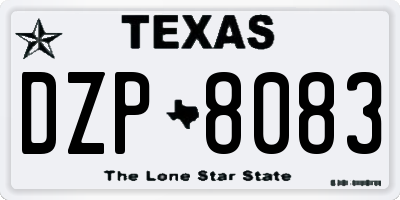 TX license plate DZP8083