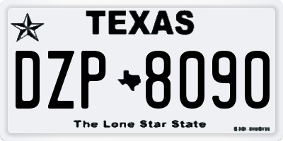 TX license plate DZP8090
