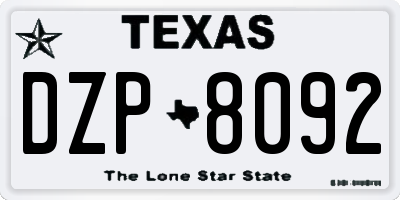TX license plate DZP8092