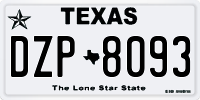 TX license plate DZP8093